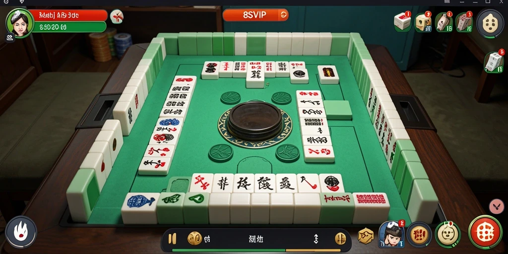 Gameplay seru Mahjong di aplikasi 8SVIP dengan efek visual menarik.