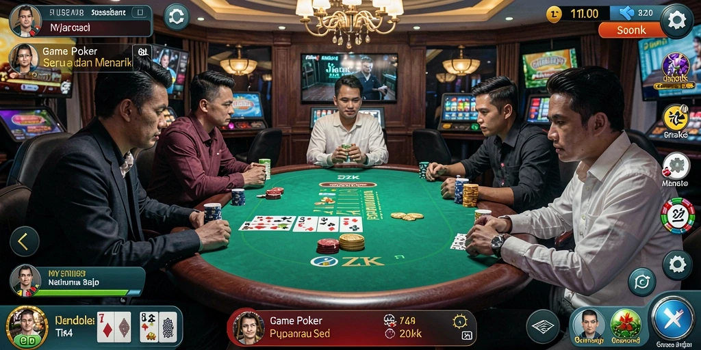Tampilan gameplay Poker yang seru dan mendebarkan di 8ZK.