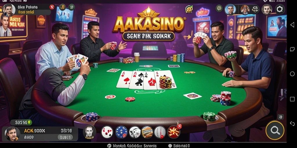 Screenshot gameplay AAKASINO yang menunjukkan aksi Poker seru.