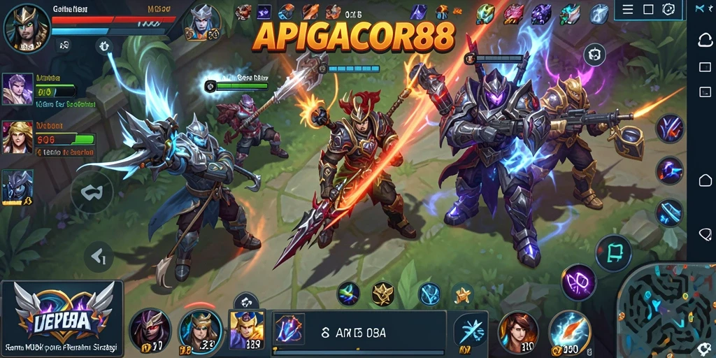 Tangkapan layar gameplay seru di APIGACOR88 dengan pertarungan tim yang intens.
