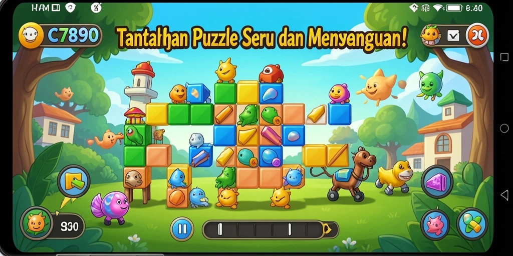 Screenshot gameplay C7890 menampilkan tantangan puzzle yang menarik.