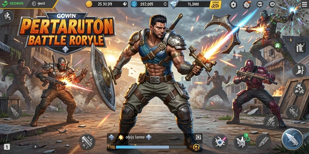 Tampilan menarik dari gameplay GOWIN dalam pertarungan Battle Royale.