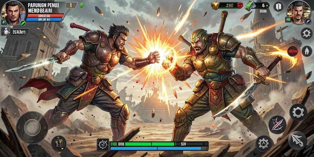 Screenshot ID098 menunjukkan aksi pertarungan yang intens dan mendebarkan.