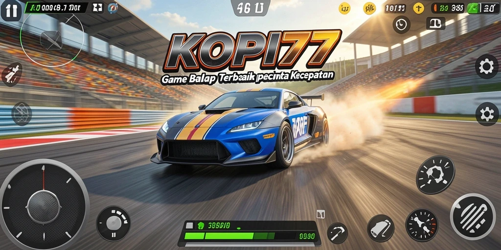 Tampilan gameplay KOPI77 yang mendebarkan di lintasan balap.