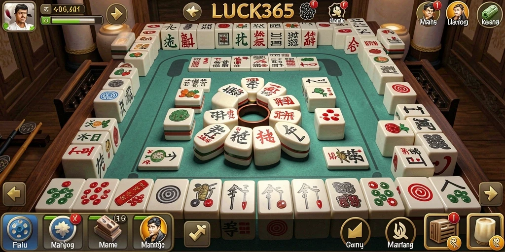 Screenshot gameplay LUCK365 yang menunjukkan serunya permainan Mahjong.