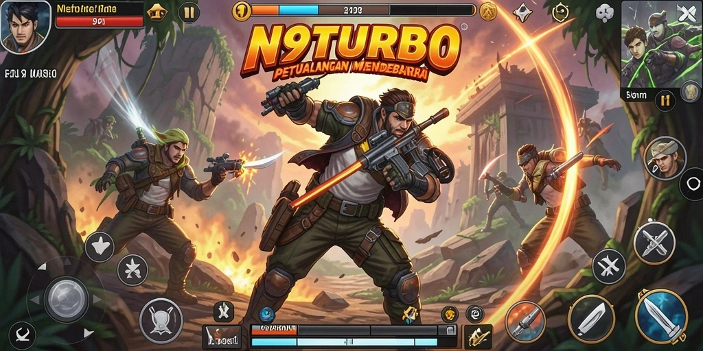 Tangkapan layar menampilkan aksi mendebarkan dalam N9TURBO.