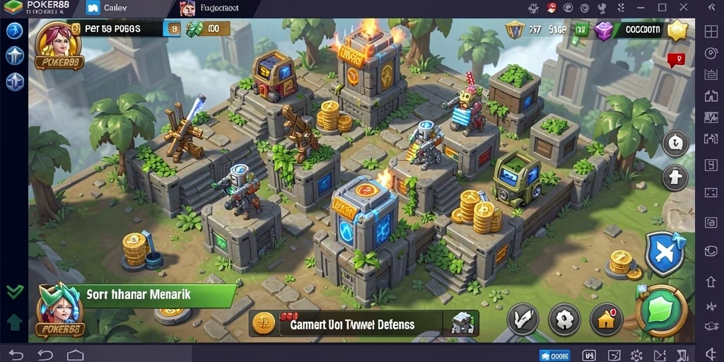 Tampilan menarik dari gameplay POKER88 di Tower Defense.