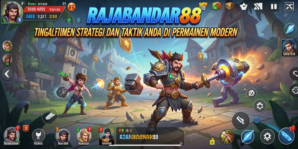 Tampilan gameplay mendebarkan dari RAJABANDAR88 yang menunjukkan pertempuran strategi.