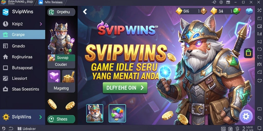 Tampilan gameplay utama dari SVIPWINS yang menampilkan mekanik Idle.